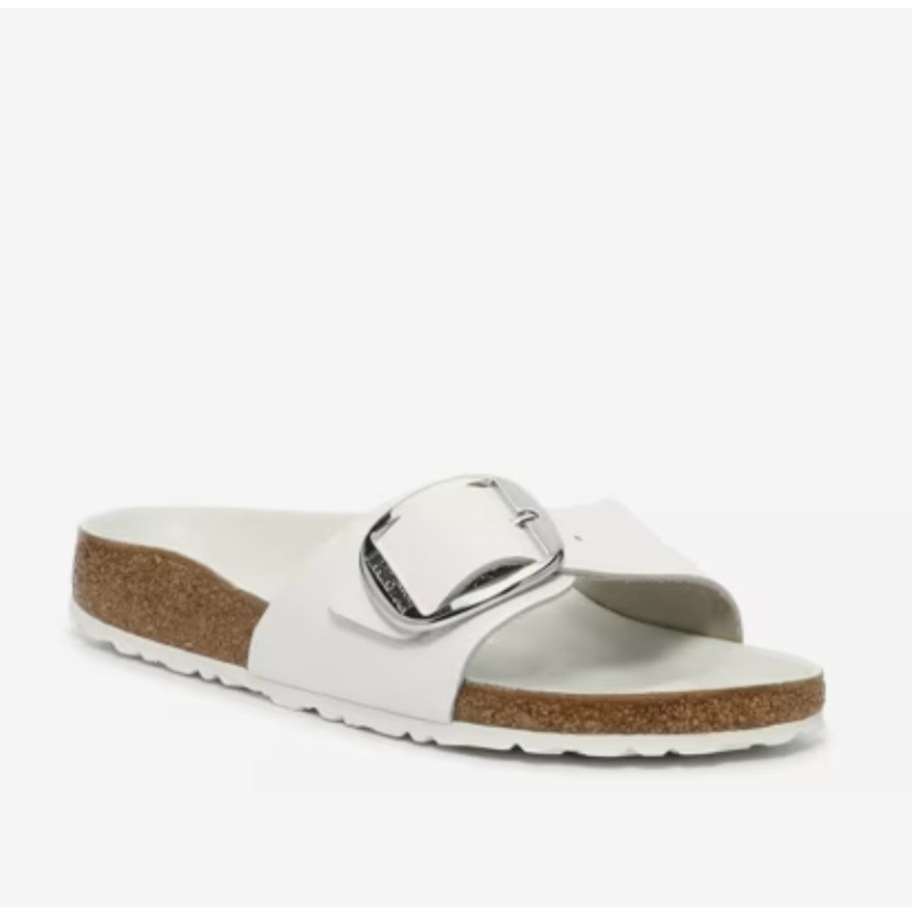 Birkenstock MADRID White Sandals with Metallic Buckle - Picture 2 of 10